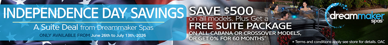 Save $500 On All spas + Free Suite on Cabana & Crossover Models. 